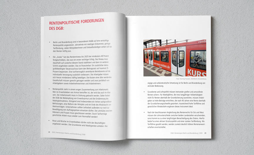 Layout des DGB-Rentenreports 2020