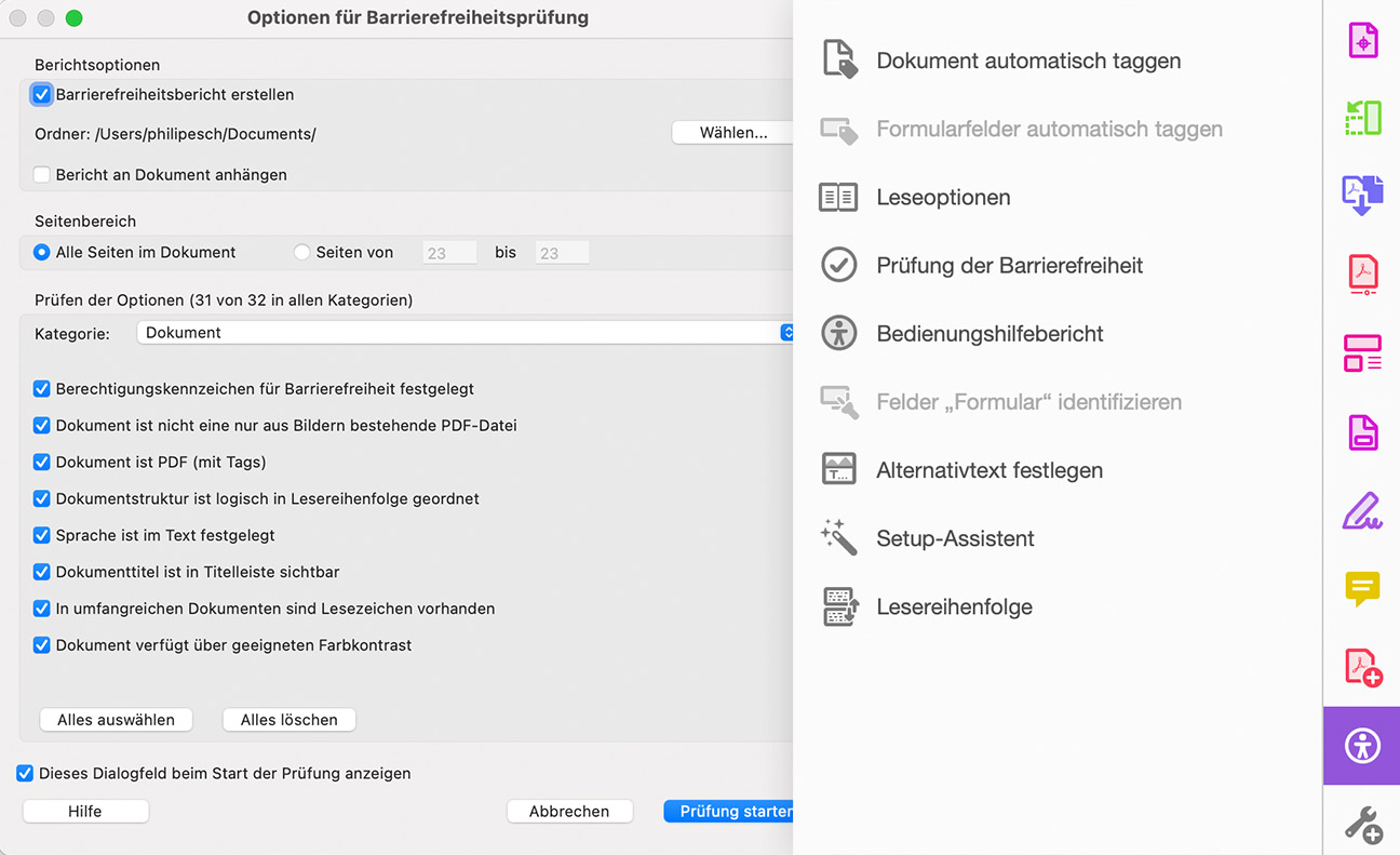 Prüfen der Barrierefreiheit einer PDF