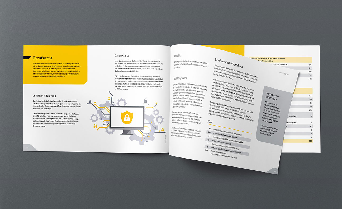 Innenteil des Jahresberichts einer Berufsvertretung