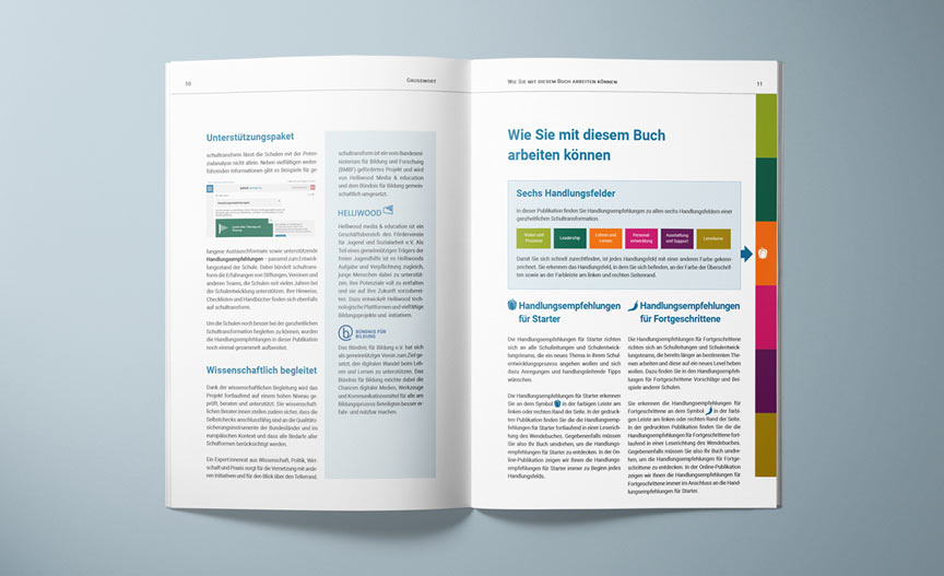 Printdesign für Handlungsempfehlungen in der Bildung