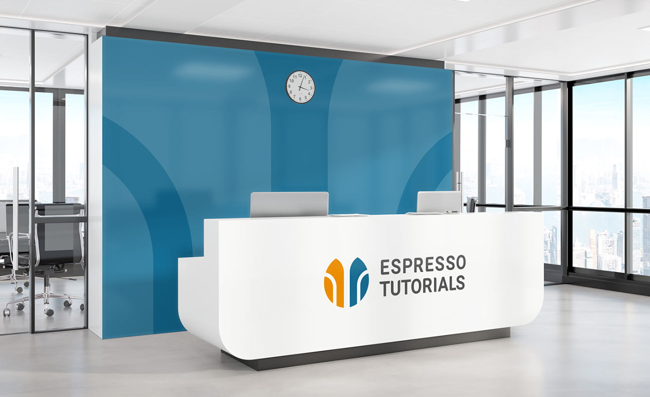 Logo-Redesign auf einer Theke