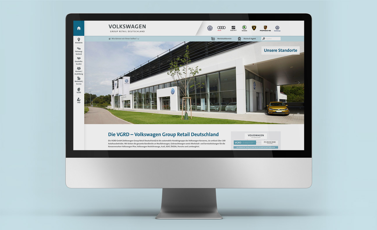 Volkswagen Webdesign Website-Ansicht